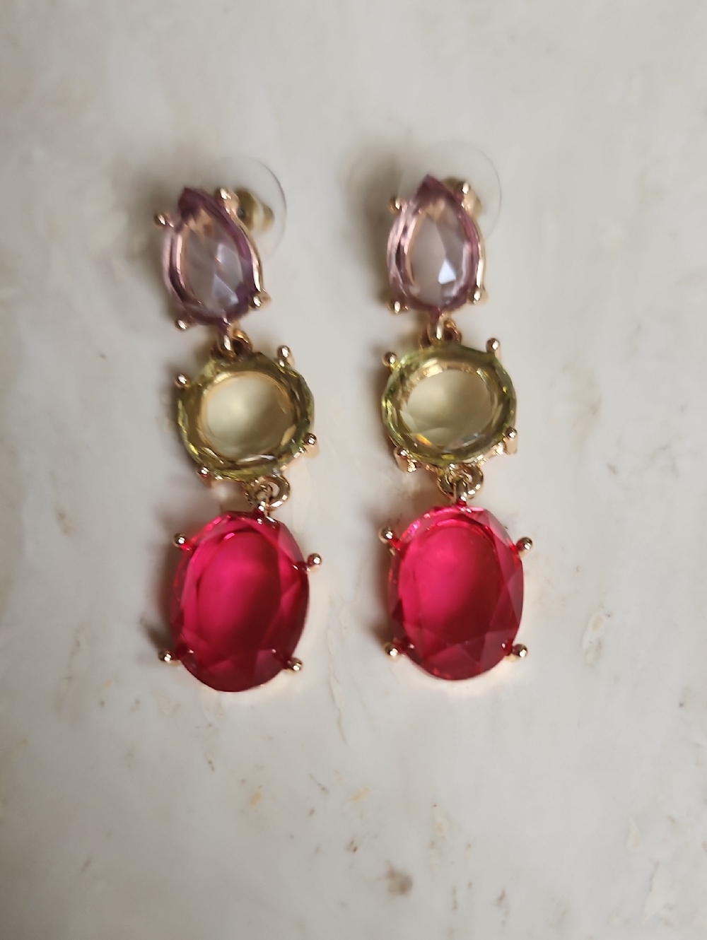 Multi-rhinestone Dangle Earrings
